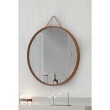 vovvahome Mirora Yuvarlak Dekoratif Duvar Aynası | Boyalı Ahşap Çerçeveli | 60cm | Meşe
