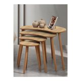 vovvahome MOON 4LÜ MDF AHŞAP ZİGON SEHPA - MEŞE