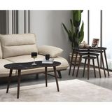 Vovvahome Moon 4'lü Mdf Ahşap Zigon Sehpa Ve Orta Sehpa Seti - Siyah Mermer Desenli