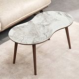 VOVVAHOME MOON MDF AHŞAP ORTA SEHPA - BEYAZ MERMER DESENLİ