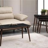 Vovvahome Vega 4'lü Mdf Ahşap Zigon Sehpa Ve Orta Sehpa Seti - Siyah Mermer Desenli