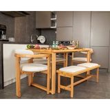 Vowturkey Cheri 80*160 Masif Iskandinav %100 Doğal Ağaç Gürgen Iskelet Masa Sandalye Takımı 4S1M1B - Meşe - Bej