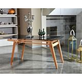 Vowturkey Damperli Cam İskandinav El İşçiliği Gürgen İskelet Naturel Salon&Mutfak Masası(80*160) - Meşe