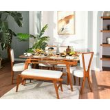 Vowturkey Palace Iskandinav Ceviz Renk 80*160 Mutfak&salon Masa TAKIMI(4S1M1B) - Ceviz - Krem