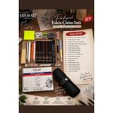 Vox Art 32'li Eskiz Çizim Kalem Seti (Artist Kalite Dereceli Kurşun Kalemler) Rulo Kalemlik ve Defter Hediyeli - A5