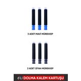 Vox Art Dolma Kalem Kartuşu 6'lı (3 Mavi+3 Siyah) - Sadece Jinhao ve Bocai Markalara Uyumlu !