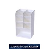Vox Art Masaüstü Beyaz Plastik Kalemlik - 9 Gözlü