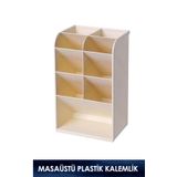 Vox Art Masaüstü Krem Plastik Kalemlik - 9 Gözlü
