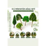 Vox Art Mimari Maket Ağaç 5'li Set (6-11 cm Ebatlarında) Minyatür Model Ağaç - Renkli
