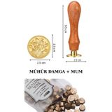 Vox Art Mühür Damga Seti (Ahşap Saplı, Pirinç) GÜL DEMETİ ve 100 Adet Boncuk Mühür Mumu ile