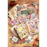 Vox Art Vintage Journal Defter Hediye Seti, 153 Parça Scrapbook Set (Flower Serisi) - Pembe - Çoklu - 18,5*23cm