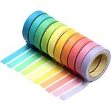 Vox Art Washi Dekor Bant Seti -10 'lu Mix Renkler - 8x4 cm - Karışık-Çok Renkli - 10'lu Washi Tape Pastel