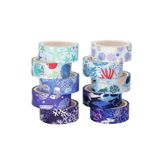 Vox Art Washi Dekor Bant Seti 10'lu 1.5 cm x 4 mt Metalik Mavi