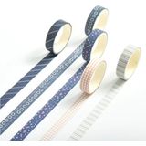 Vox Art Washi Dekor Bant Seti 5'li 1 cm x 2 mt -M7-399 - 1 cm eni 2 metre uzunk - Karışık-Çok Renkli - Washi Bant