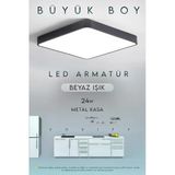 Voxify 30X30 Cm Büyük Boy 24W Siyah Kasa Led Panel Avize Armatür Salon Banyo Balkon Tuvalet Ve Wc Lambası