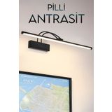 Voxify Pilli Antrasit Beyaz Işık Duvar Apliği Banyo Aydınlatma Ayna Üstü Led Tablo Aplik A+ Loş Işık 6500K