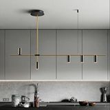Voxlamp Portugal I Sarkıt Led Avize 120 Cm 25 Watt Siyah Bardak - Gold Çıtalar