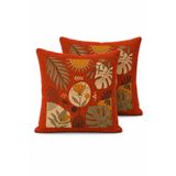 Voxstore 2’li Bohem Botanik Desenli Dekoratif Kırlent Kılıfı 45x45 cm Fermuarlı Dokulu Kumaş
