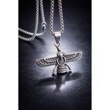 voyageaccessory Antik Gümüş Renk Paslanmaz Çelik Spiritüel Sembol Faravahar Antik Pers kültürü Ahura Mazda Kolye