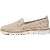 Voyager Bej Hakiki Deri Anatomik Rahat Yan Lastikli Kadın Casual Loafer Ayakkabı Z281