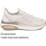 Voyager Beyaz Geniş Kalıp Örme Hafızalı Taban Nefes Alan Kadın Yürüyüş ve Spor Ayakkabı Sneaker B264 Z