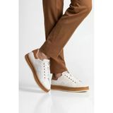 Voyager Beyaz-Taba Hakiki Deri Erkek Casual Sneaker Memory Taban Premium Casual Ayakkabı M030 M