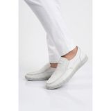 Voyager Erkek Beyaz Hakiki Deri Hafızalı Rahat Taban Şık Smart Casual Ayakkabı Loafer M741 M