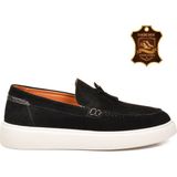 Voyager Erkek Siyah Süet Rahat Tabanlı Şık Hakiki Deri Smart Casual Ayakkabı Loafer 6795 M - Siyah Suet