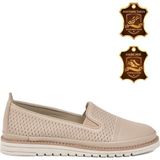 Voyager Kadın Bej Hakiki Deri Anatomik Rahat Tabanlı Casual Ayakkabı Loafer Z281
