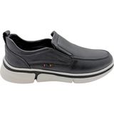 Voyager - M022 | Erkek Hakiki Deri Bağcıksız Casual Ayakkabı - Siyah - 40