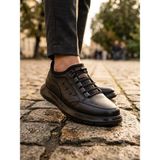 Voyager M1142 Erkek Hakiki Deri Casual Ayakkabı - Siyah