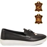 Voyager Siyah Hakiki Deri Anatomik Rahat Tabanlı Kadın Casual Ayakkabı Loafer Z093