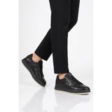 Voyager Siyah Hakiki Deri Erkek Casual Sneaker Memory Taban Premium Casual Ayakkabı M030 M