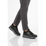 Voyager Siyah Premium Hakiki Deri Erkek Casual Ayakkabı Memory Kalın Tabanlı Sneaker M084-2 M