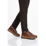 Voyager Taba Premium Hakiki Deri Erkek Casual Ayakkabı Memory Kalın Tabanlı Sneaker M084-2 M