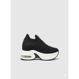 Voyager Taşlı Triko Kalın Dolgu Taban Kadın Sneaker Ayakkabı B278 - Siyah