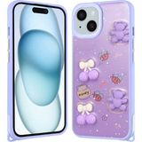 Voyo iPhone 15 Plus Desenli Kabartmalı Figürlü Kapak Kılıf - Mor