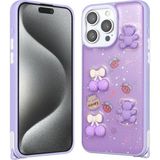 Voyo iPhone 15 Pro Desenli Kabartmalı Figürlü Kapak Kılıf - Mor