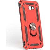 Voyo Samsung Galaxy J4 Plus Kılıf Ultra Koruyan Yüzüklü Tank Stand Olan Mıknatıslı Voyotank - Kırmızı