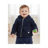 voyyo kids baby Erkek Bebek 1-2-3 Yaş, Ayıcık Nakışlı, Fermuar Detaylı Kuzu Hırka, Ceket, Polar Hırka Ceket