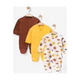 voyyo kids baby ERKEK BEBEK 3-6 / 6-9 AY BASKILI PATİKLİ ALTTAN ÇITÇITLI 3'LÜ TULUM SETİ