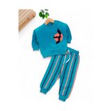 voyyo kids baby Erkek Bebek Mevsimlik Martı Nakışlı Sweatshirt, Çizgili Pantalonlu 2'lİ Alt Üst Takım
