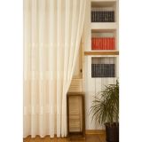 Vrc Desen Keten Orta Sık Pile Tül Perde, Krem, 150X260