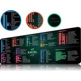 VRC Ticaret Excel Kısayol Mousepad 80X40CM Kaymaz Kauçuk Taban (Excel Türkçe) - Siyah