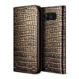 Vrs Design Galaxy S8 Genuine Croco Diary Dark Gold Kılıf