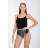 VS ACCESSORY Taşlı Uzun Püskül Kristal Ayarlanabilir Etek Kemer