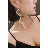 VS ACCESSORY Uzun Püskül Kristal Damla Küpe