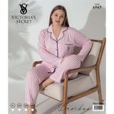 VS Çizgili Düğmeli Uzun Kol Pijama Takım 6947