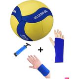 VS123W-SL Tvf Onaylı Yarışma Mini Voleybol Topu + Pompa + Kolluk + Havlu Bileklik - Sarı - Lacivert
