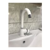 VSA Beyaz Kısa Lavabo Bataryası Delta Banyo Sıcak Soğuk Su Girişli Musluk